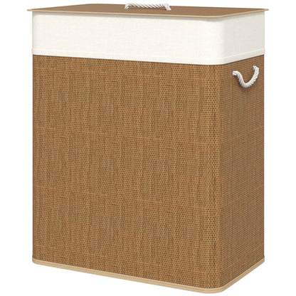 Double-Compartment Bamboo Laundry Sorter